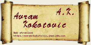 Avram Kokotović vizit kartica